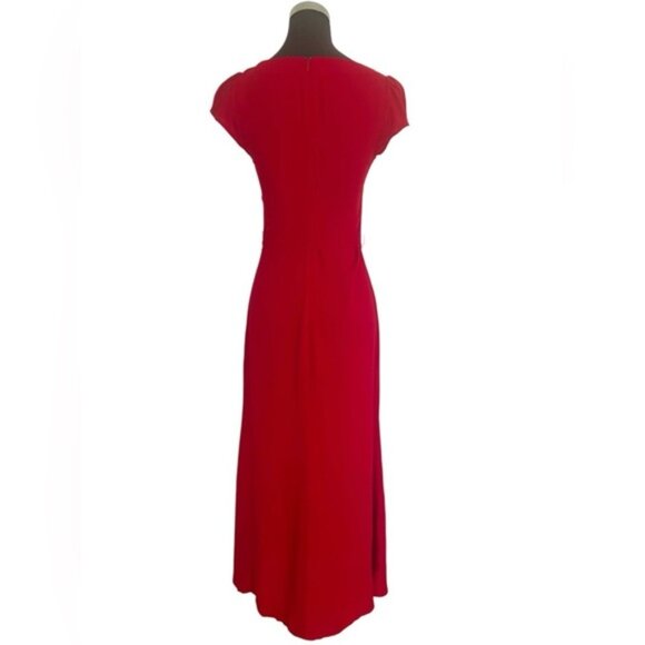 Reformation Laina Midi Dress Cap Sleeve waist Belt Lipstick Red Womens XS NEW - Picture 8 of 11